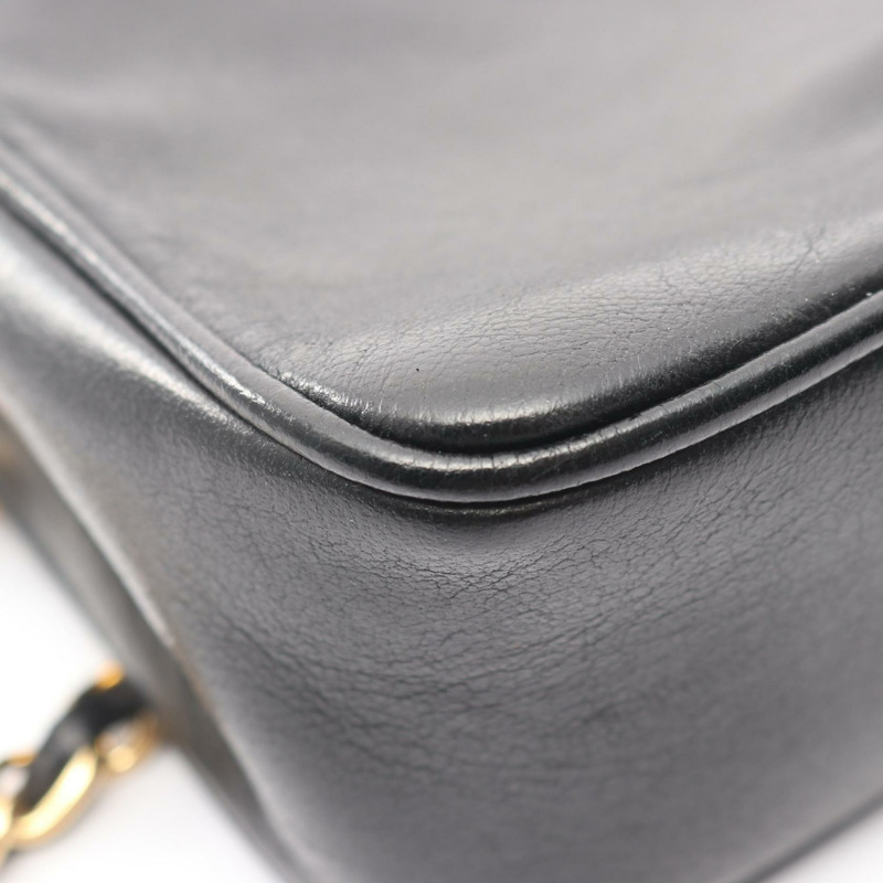 香奈兒 Jumbo COCO 標誌鏈條肩背包，羊皮材質，黑色，金色五金，二手，女士款 CC-7