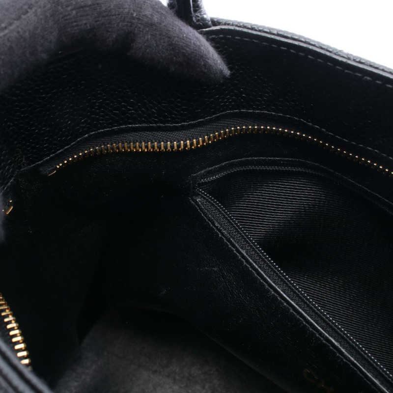 香奈兒 Medallion 手提單肩包 A01804 黑色粒面小牛皮 金色五金 二手-5