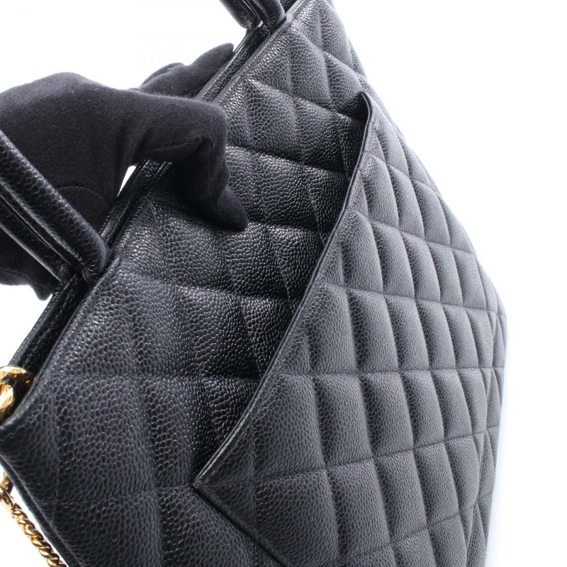 香奈兒 Medallion 手提單肩包 A01804 黑色粒面小牛皮 金色五金 二手-8