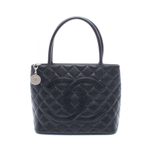 香奈兒 (CHANEL) Medallion Tote Shoulder Handbag A01804 皮革 黑色 SHW 二手 女士 CC