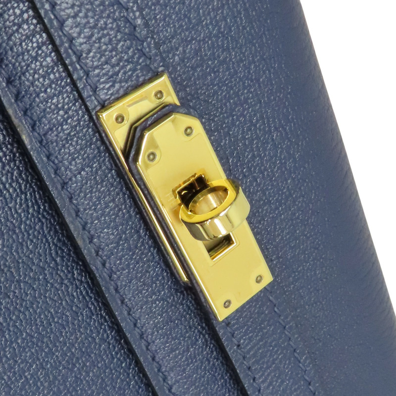 海軍藍 Chevre山羊皮 Kelly Elan 肩背包 B刻 金釦【HERMES 愛馬仕】-5