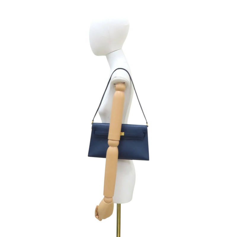 海軍藍 Chevre山羊皮 Kelly Elan 肩背包 B刻 金釦【HERMES 愛馬仕】-6