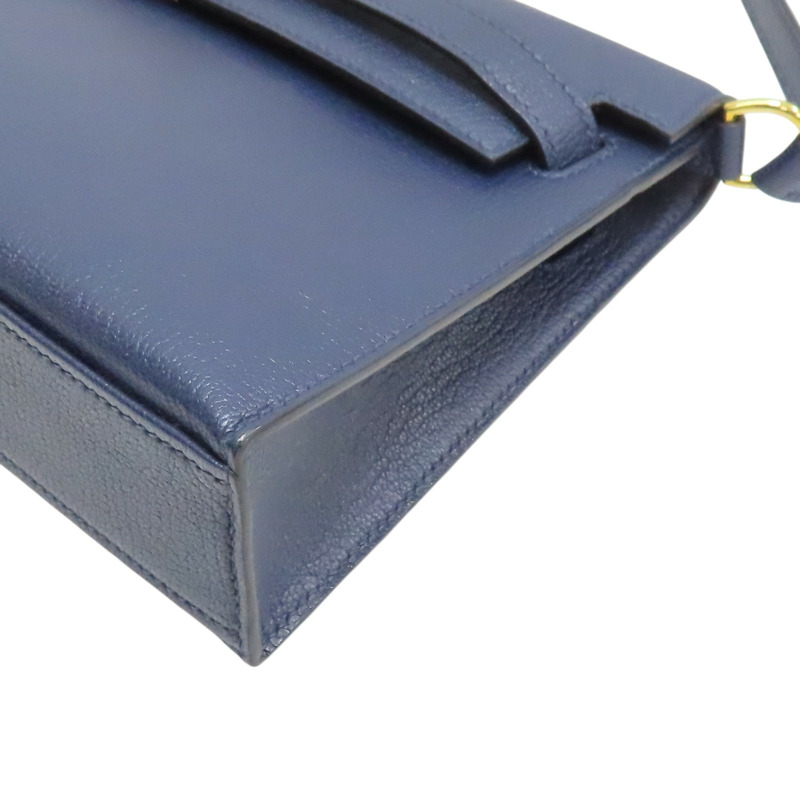 海軍藍 Chevre山羊皮 Kelly Elan 肩背包 B刻 金釦【HERMES 愛馬仕】-8