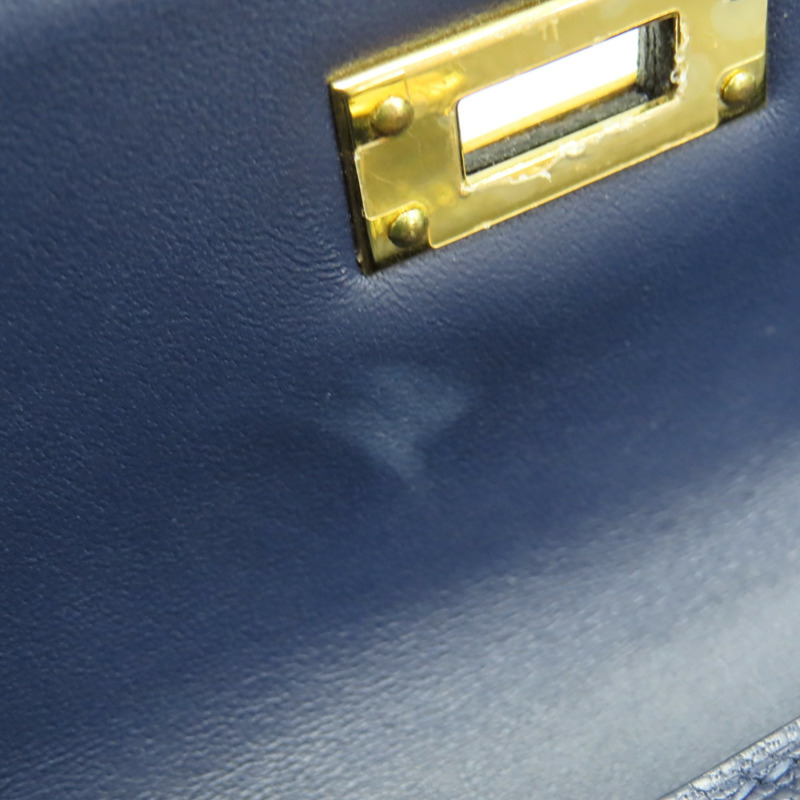 海軍藍 Chevre山羊皮 Kelly Elan 肩背包 B刻 金釦【HERMES 愛馬仕】-10