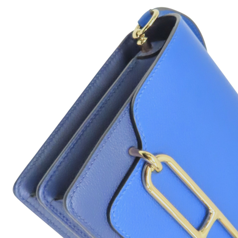 藍色 Evercolor牛皮 Roulis Mini 肩背包 Z刻 金扣【HERMES 愛馬仕】-9
