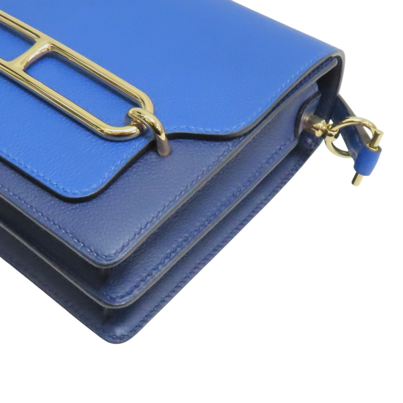 藍色 Evercolor牛皮 Roulis Mini 肩背包 Z刻 金扣【HERMES 愛馬仕】-10