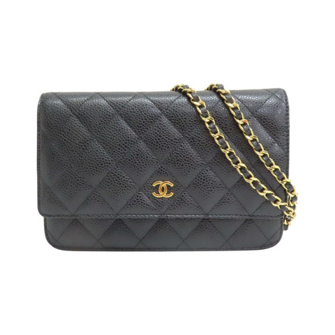 黑色 荔枝紋 牛皮 WOC 肩背包【CHANEL 香奈兒】 A33814