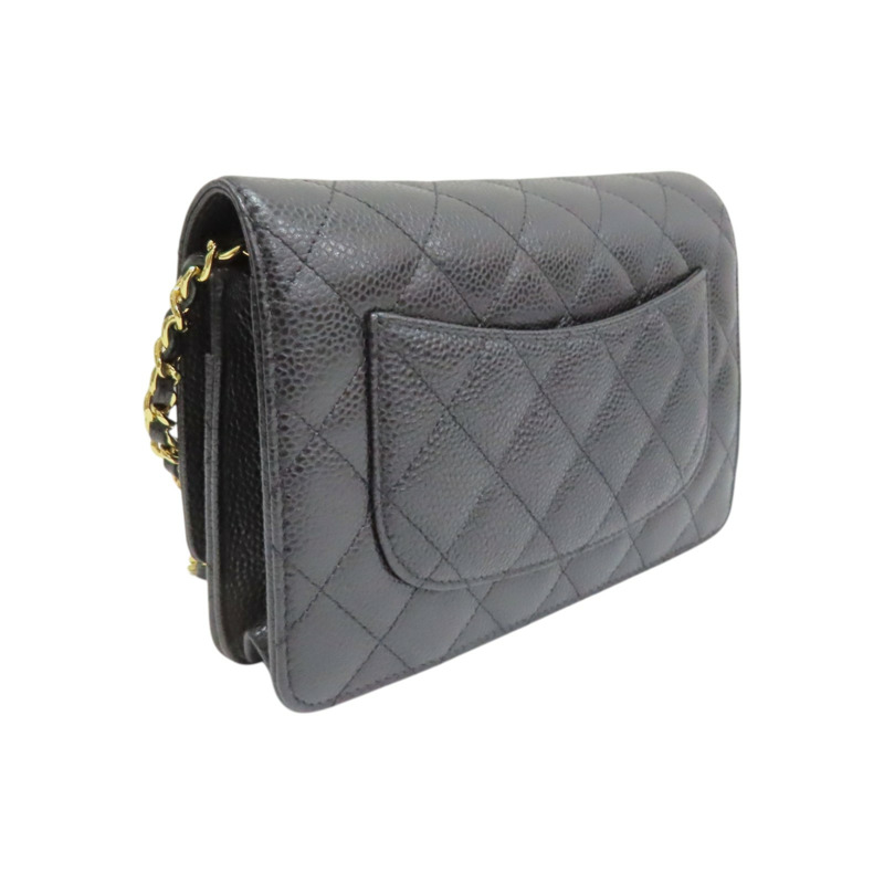 黑色 荔枝紋 牛皮 WOC 肩背包【CHANEL 香奈兒】 A33814-1