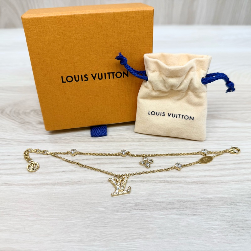 LV✨金色ladyLV花卉水鑽雙層手鍊/M1582A-2