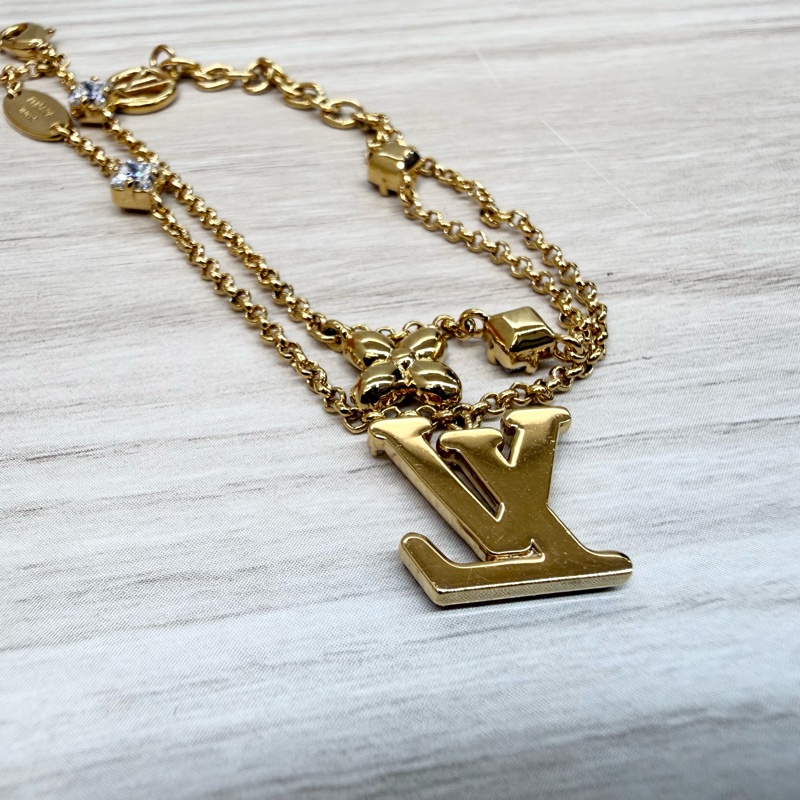 LV✨金色ladyLV花卉水鑽雙層手鍊/M1582A-4
