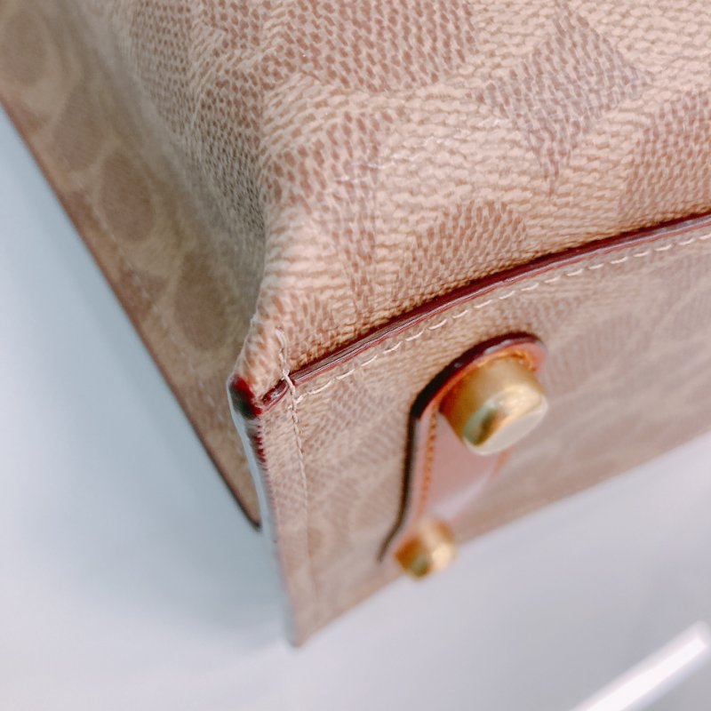 MS0656 Coach 蔻馳經典花紋單肩包包 Willow Signature Tote Canvas Tan-7