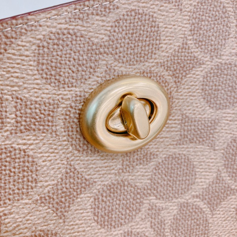 MS0656 Coach 蔻馳經典花紋單肩包包 Willow Signature Tote Canvas Tan-9