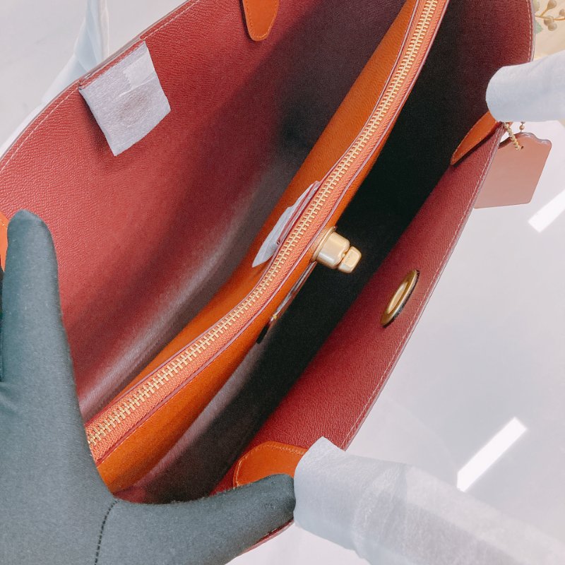 MS0656 Coach 蔻馳經典花紋單肩包包 Willow Signature Tote Canvas Tan-11