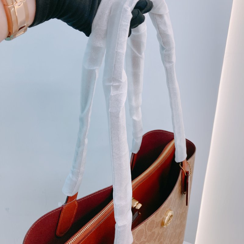 MS0656 Coach 蔻馳經典花紋單肩包包 Willow Signature Tote Canvas Tan-14