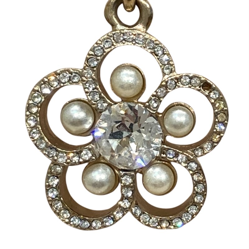 CHANEL 香奈兒 ARRIVAL CRYSTAL PEARL CC EARRINGS 山茶花流蘇水鑽珍珠耳針 合金-7