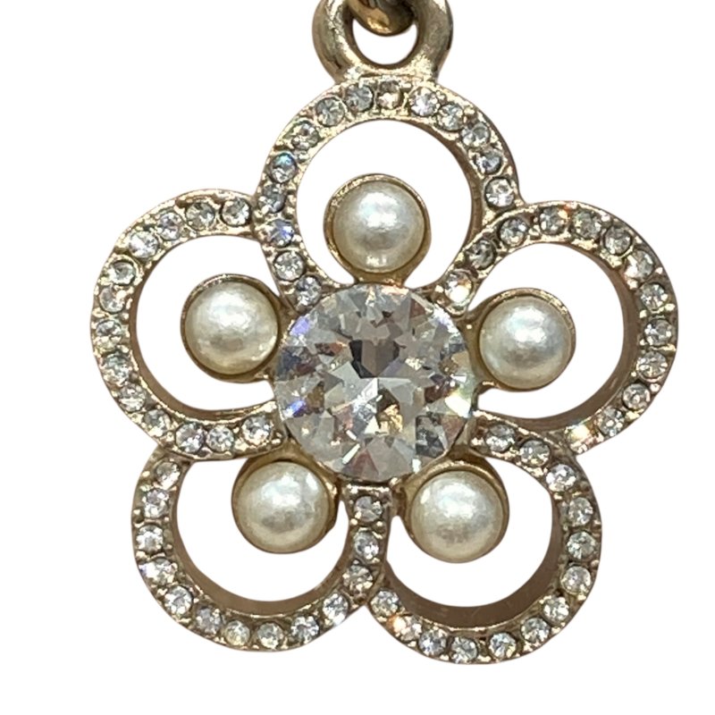 CHANEL 香奈兒 ARRIVAL CRYSTAL PEARL CC EARRINGS 山茶花流蘇水鑽珍珠耳針 合金-8