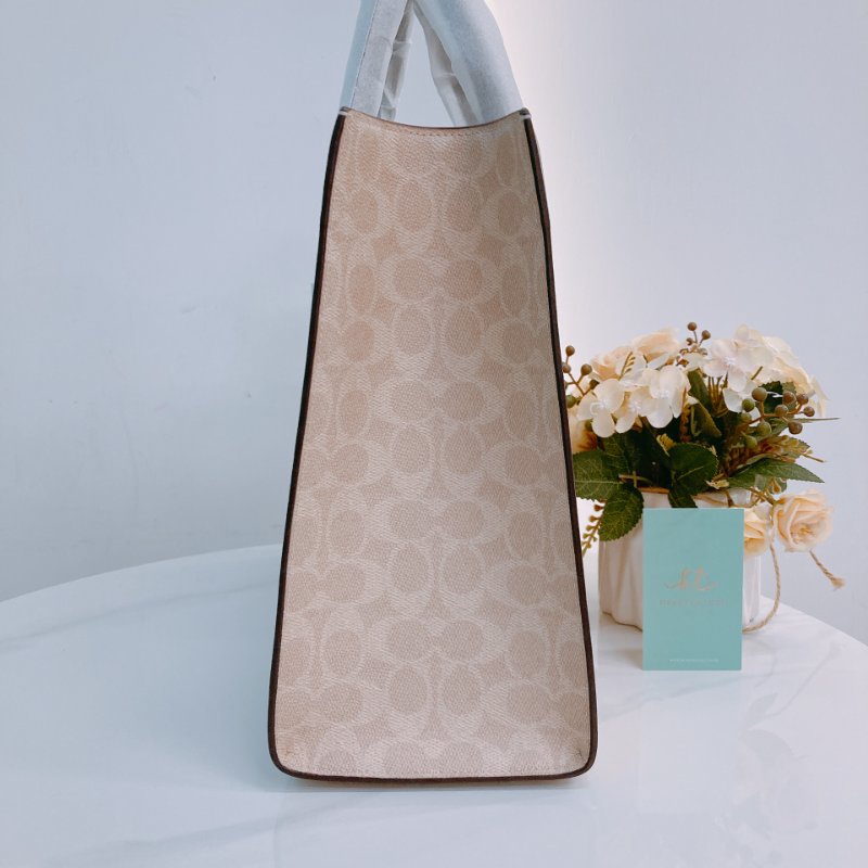 MS0657 Coach 蔻馳經營花紋單肩包包 Maggie Signature Tote Beige-2