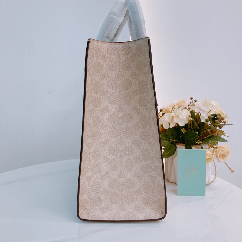 MS0657 Coach 蔻馳經營花紋單肩包包 Maggie Signature Tote Beige-3