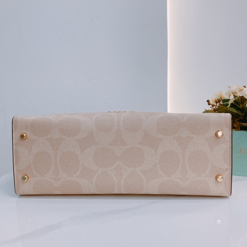 MS0657 Coach 蔻馳經營花紋單肩包包 Maggie Signature Tote Beige-4