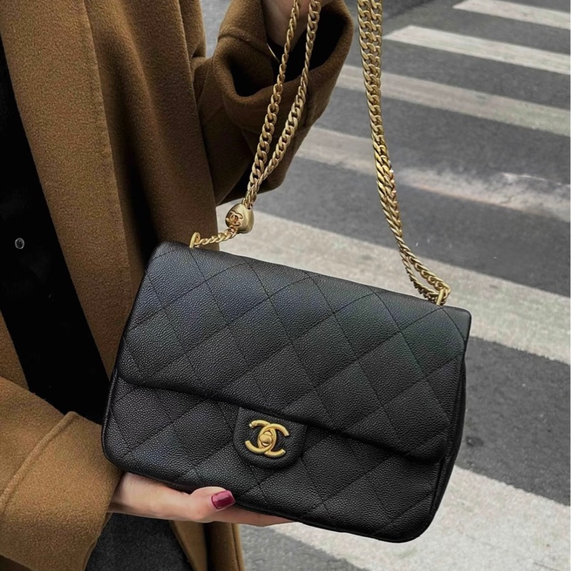 CHANEL✨超美🫶🏼黑荔枝牛皮愛心調節釦包AS3921-1