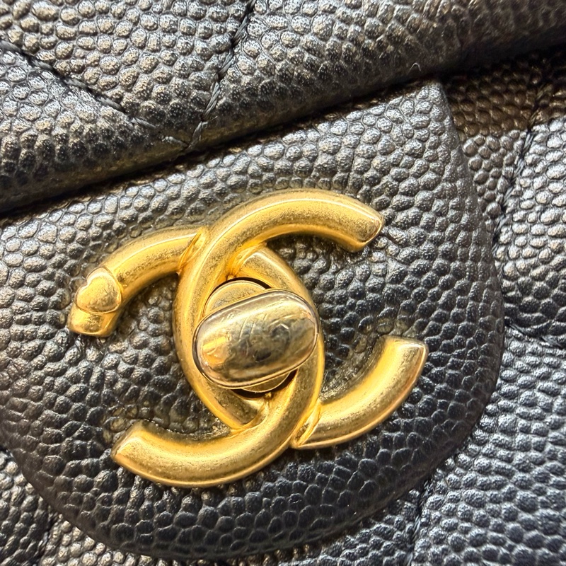 CHANEL✨超美🫶🏼黑荔枝牛皮愛心調節釦包AS3921-14