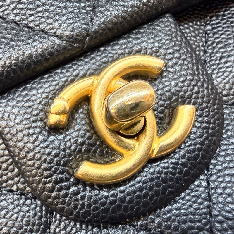 CHANEL✨超美🫶🏼黑荔枝牛皮愛心調節釦包AS3921-15