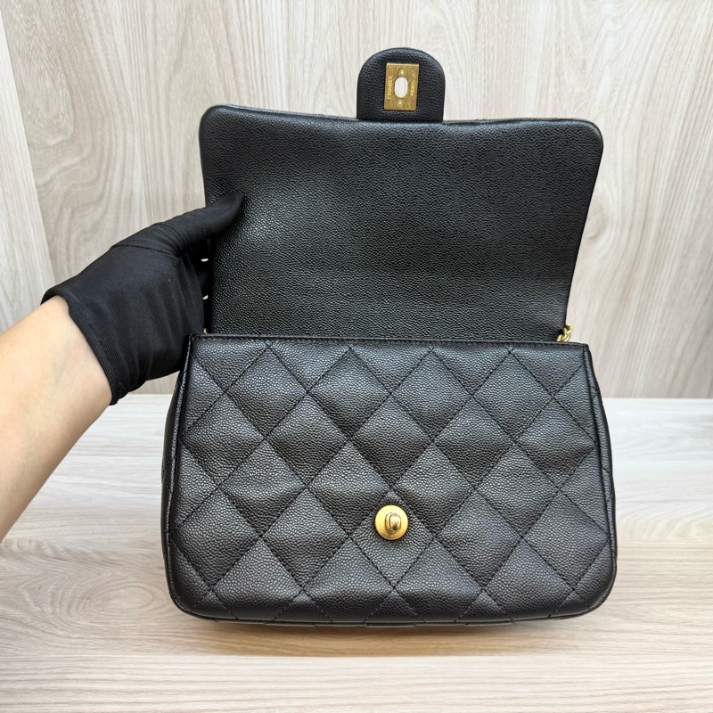 CHANEL✨超美🫶🏼黑荔枝牛皮愛心調節釦包AS3921-16