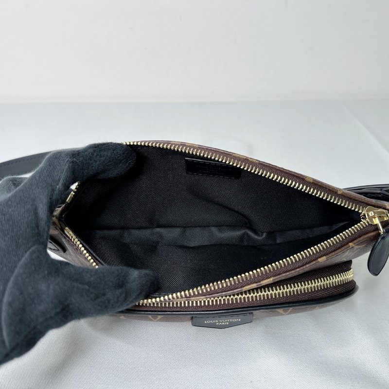 LV Keepit老花橢圓胸包斜背包-7