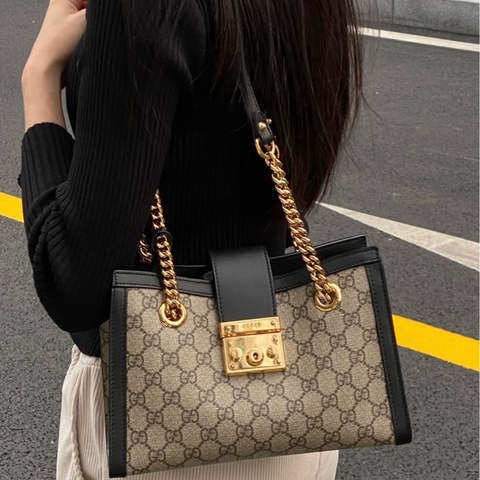 GUCCI🖤黑Padlock小號托特包498156