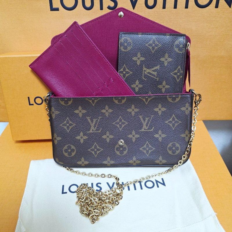 母親節禮物精選降價 近新芯片款 LV原信封式 3合1 鏈條包 /法國製/LV原廠盒、LV原廠防塵套,LV原廠紙袋-7