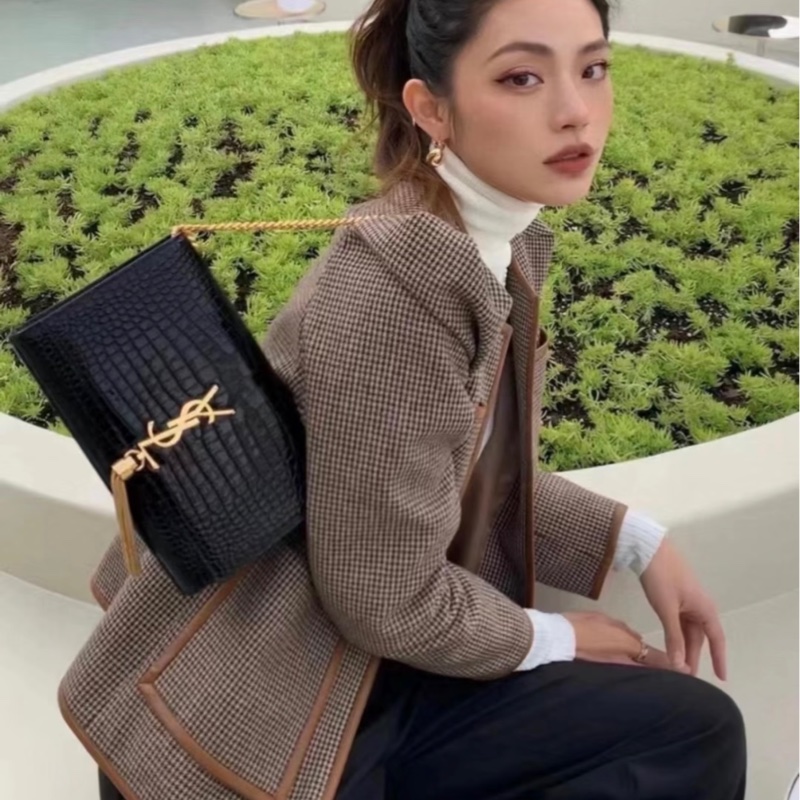 YSL 黑金 流蘇牛皮鱷魚壓紋 中號 附件防塵袋-3