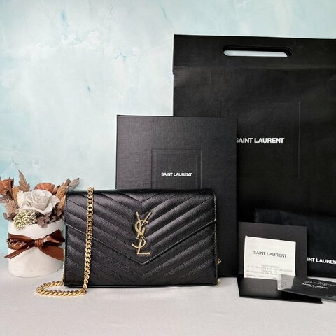 YSL 經典黑金信封woc鏈帶包