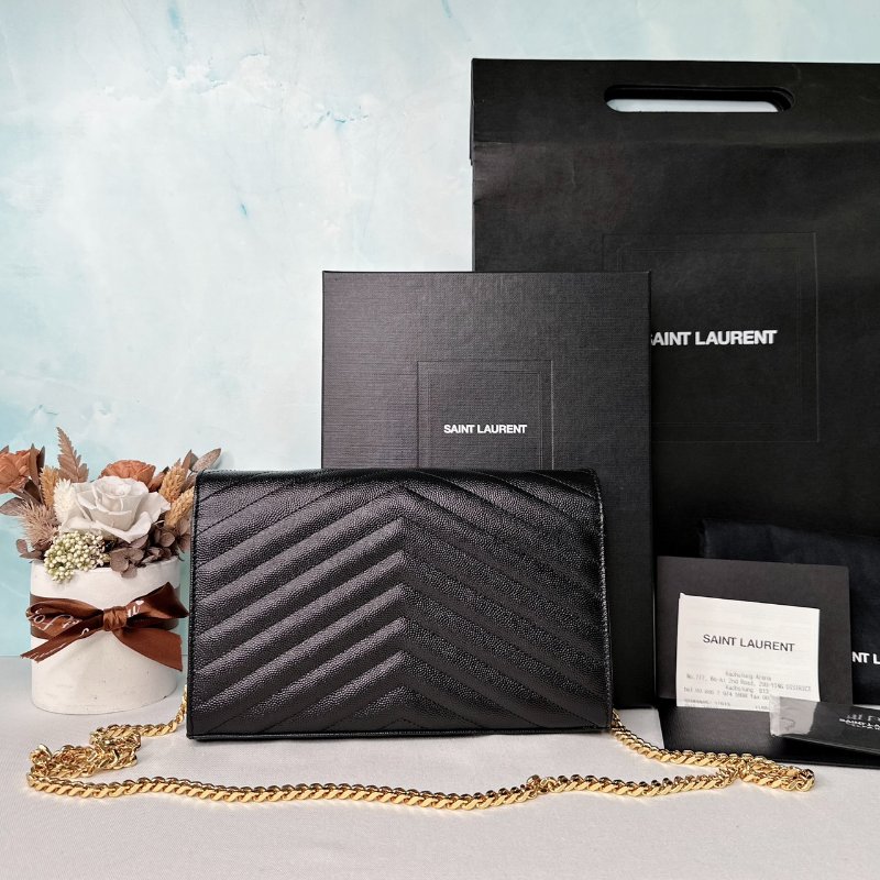 YSL 經典黑金信封woc鏈帶包-1