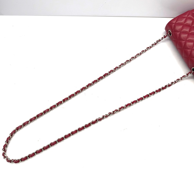 CHANEL 香奈兒 紅色荔枝紋斜背包 20CM MINI RECTANGLE FLAP A69900-5