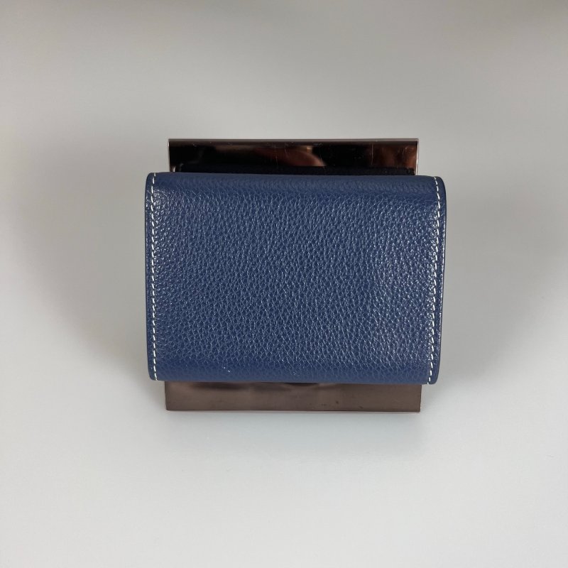 YSL 459784 藍色三折短夾-2