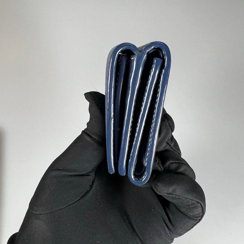 YSL 459784 藍色三折短夾-3