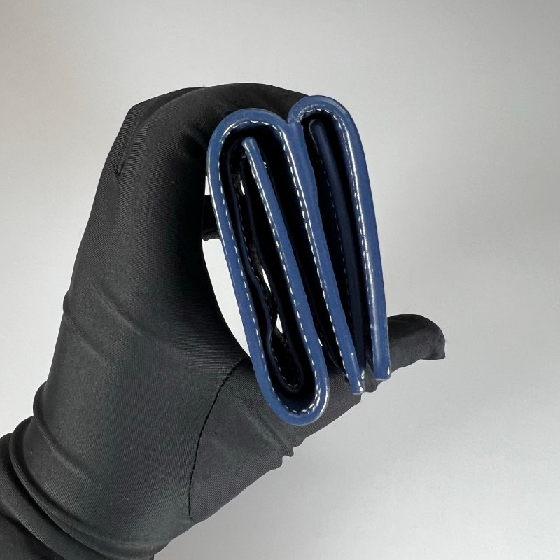 YSL 459784 藍色三折短夾-4