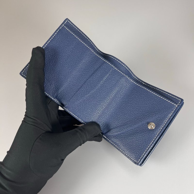 YSL 459784 藍色三折短夾-5