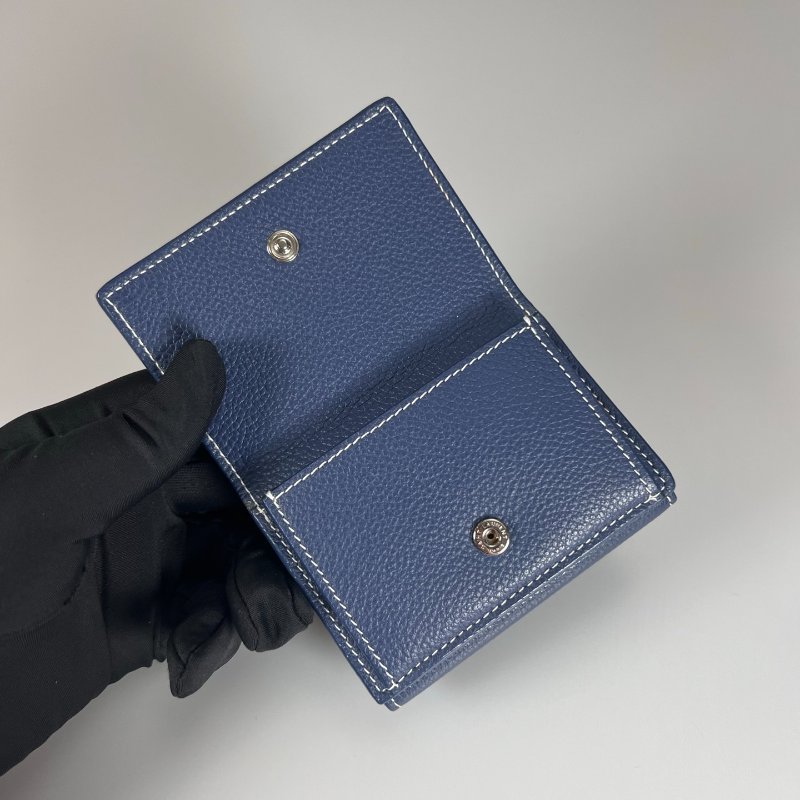 YSL 459784 藍色三折短夾-6