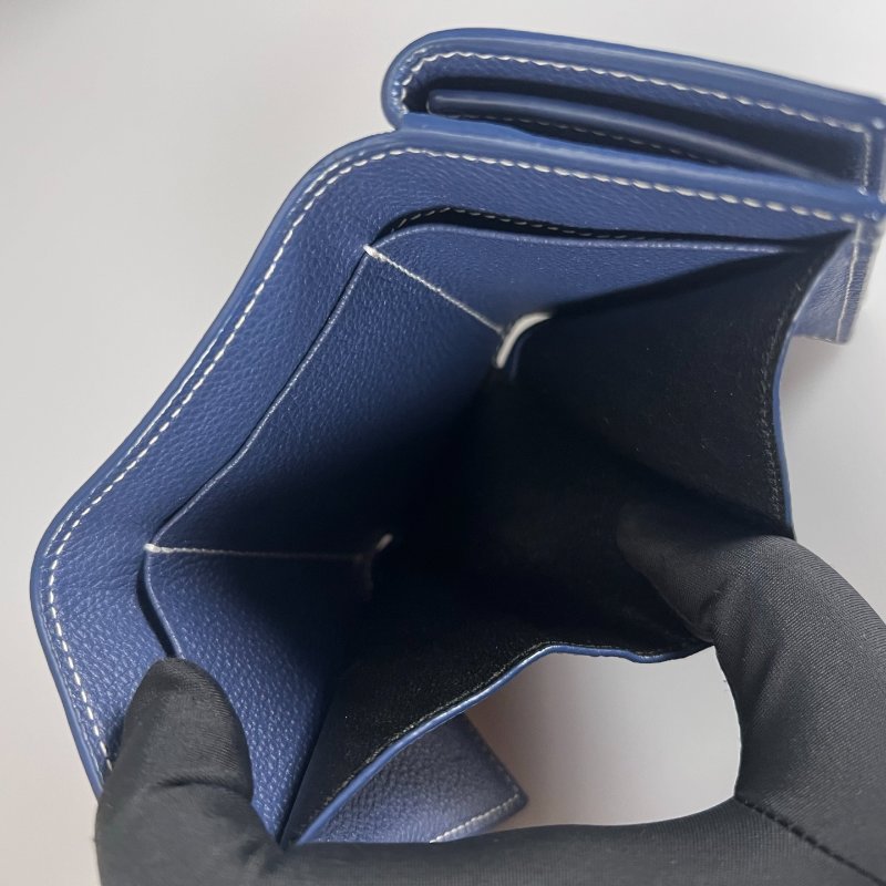 YSL 459784 藍色三折短夾-7