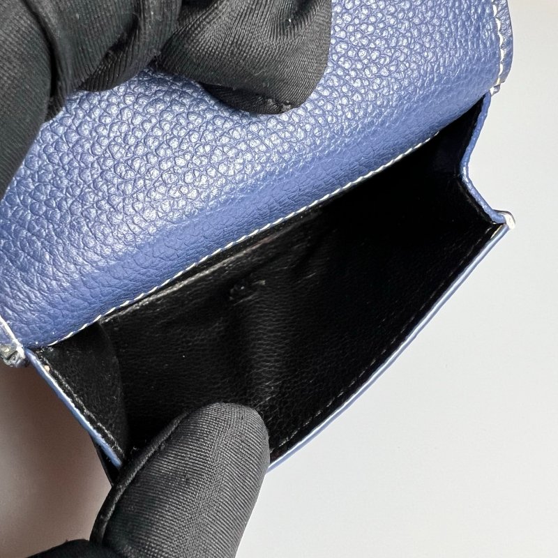 YSL 459784 藍色三折短夾-8