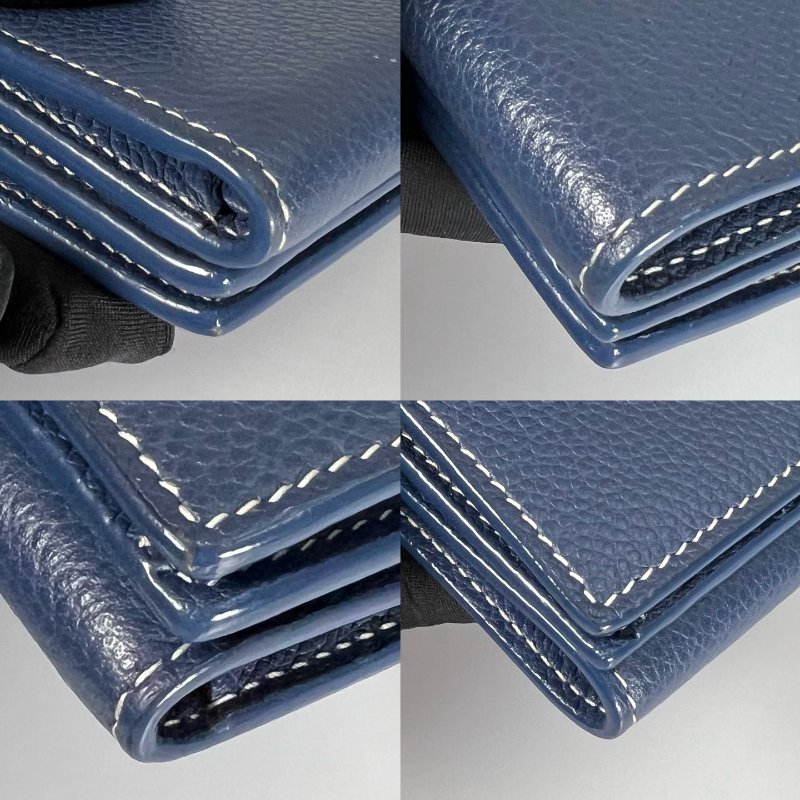 YSL 459784 藍色三折短夾-11