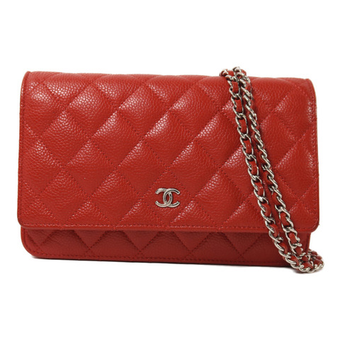 CHANEL 牛皮皮革Wallet On Chain銀扣鏈帶肩背袋