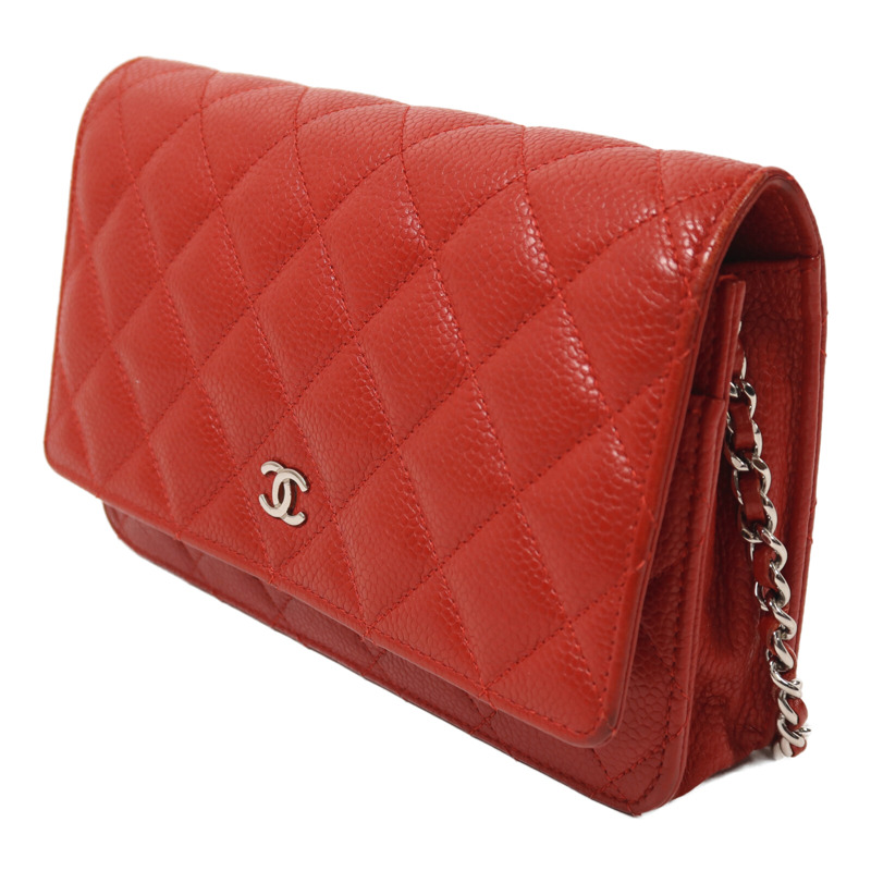 CHANEL 牛皮皮革Wallet On Chain銀扣鏈帶肩背袋-2