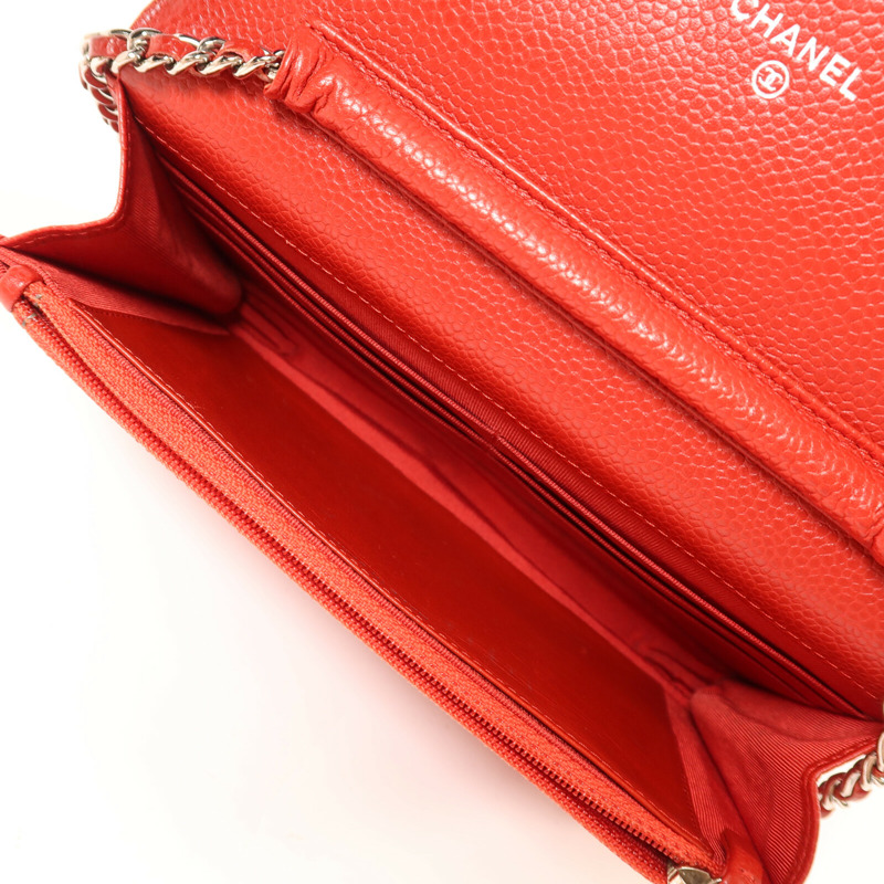 CHANEL 牛皮皮革Wallet On Chain銀扣鏈帶肩背袋-4