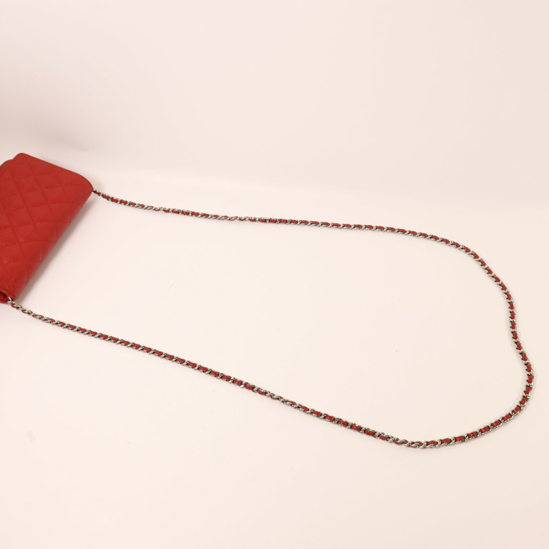 CHANEL 牛皮皮革Wallet On Chain銀扣鏈帶肩背袋-8