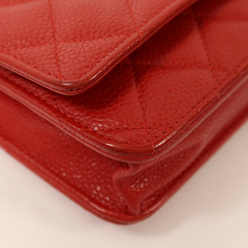 CHANEL 牛皮皮革Wallet On Chain銀扣鏈帶肩背袋-10