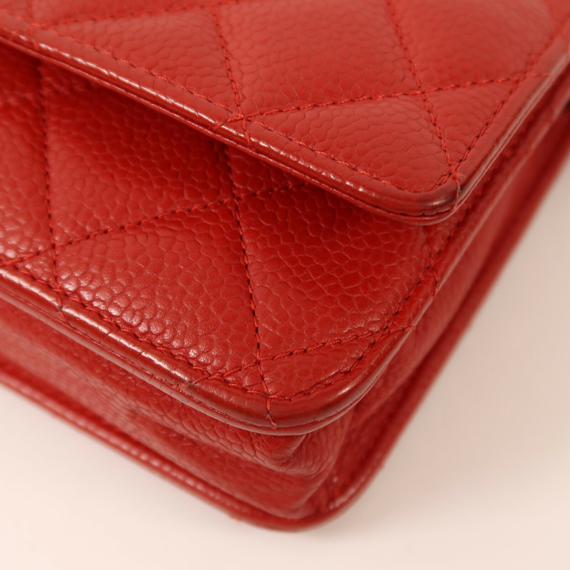 CHANEL 牛皮皮革Wallet On Chain銀扣鏈帶肩背袋-11