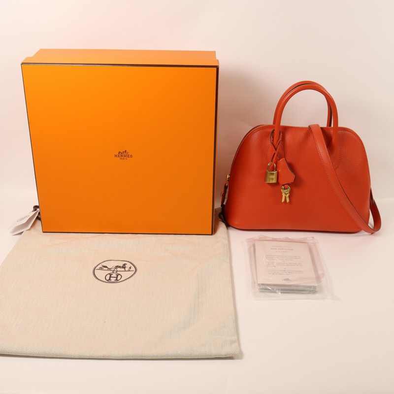 HERMES Epsom皮革Bolide 27金扣手挽肩背兩用袋Capucine-8