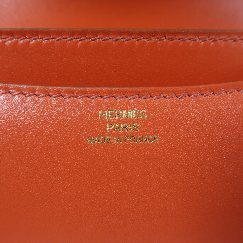 HERMES Tadelakt皮革Constance Mini肩背袋Sanguine-5